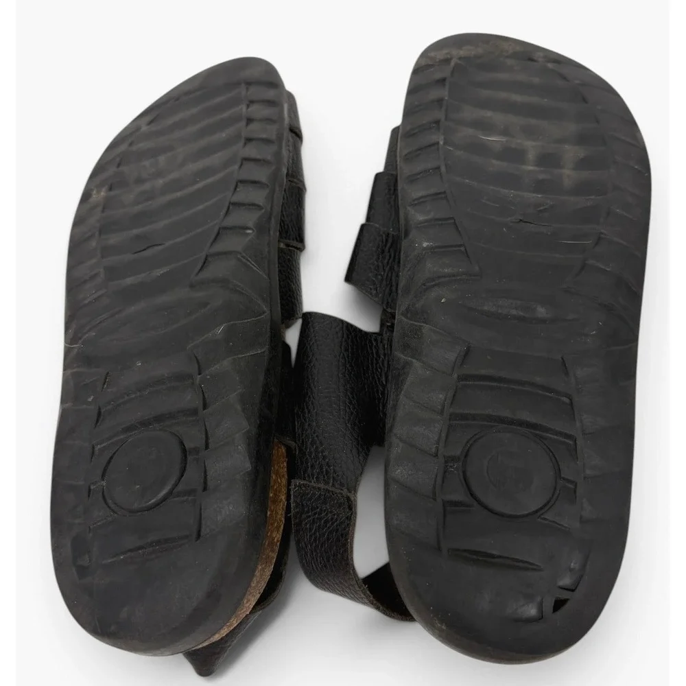 Vintage Dockers Sandals Mens 11.5 Black Fisherman Leather Buckle 90s Italy Made